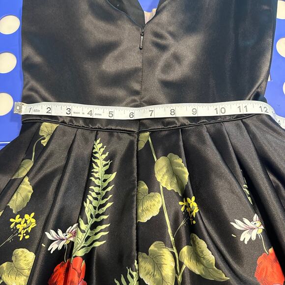 Sherri Hill Black floral plunge fit flare mini dress womans size 4‎ - Picture 11 of 16